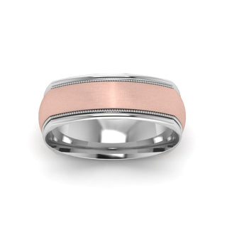 Two Tone Milgrain Square Mens Band Ring - MENAGERIE Intimates MENS Lingerie
