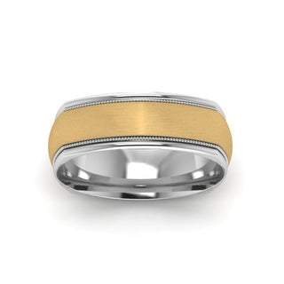 Two Tone Milgrain Square Mens Band Ring - MENAGERIE Intimates MENS Lingerie