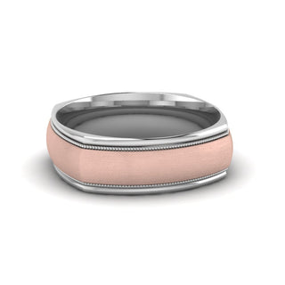 Two Tone Milgrain Square Mens Band Ring - MENAGERIE Intimates MENS Lingerie