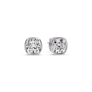 Bezel Set Cushion Diamond Stud Earrings