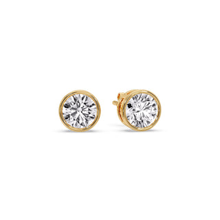 Round Cut Stud Bezel Set Earring