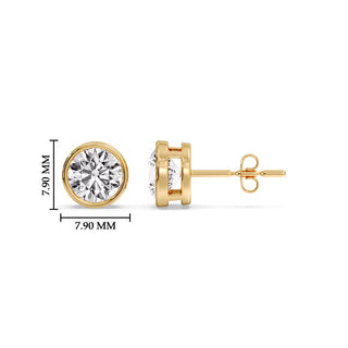 Round Cut Stud Bezel Set Earring