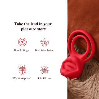 2 in 1 Tongue Clicking Stimulation Vibrating Egg and Double Cock Ring