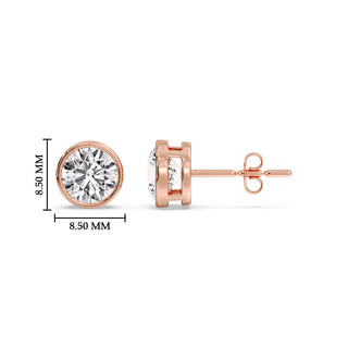 Round Cut Stud Bezel Set Earring