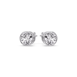 Round Cut Stud Bezel Set Earring
