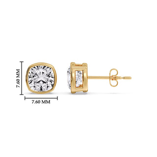Bezel Set Cushion Diamond Stud Earrings