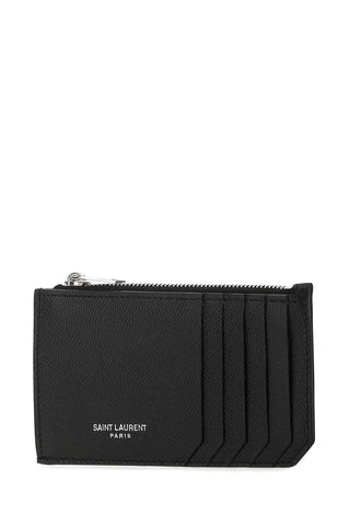 Saint Laurent Black Leather Card Holder