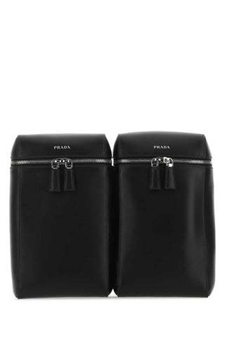 Prada Men Black Leather Backpack