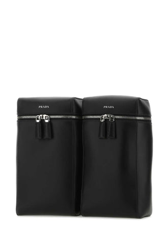 Prada Men Black Leather Backpack