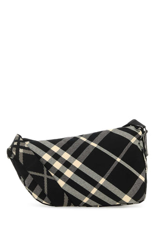 Embroidered Fabric Shield Crossbody Bag