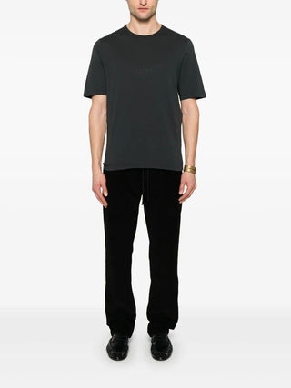 Saint Laurent Tonal Logo Embroidery Cotton T-Shirt