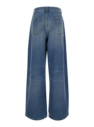 Palm Angels Light Blue High-Waisted Wide Jeans | Femme Fit