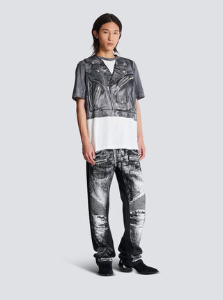 Balmain Men Black And White Crewneck T-Shirt