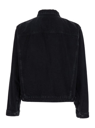 Dsquared2 Black Jacket With Classic Collar And Embossed Logo On The Front In Denim Man