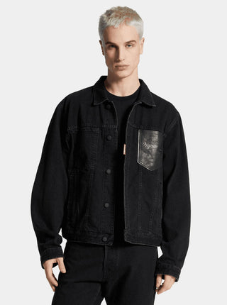 Dsquared2 Black Jacket With Classic Collar And Embossed Logo On The Front In Denim Man