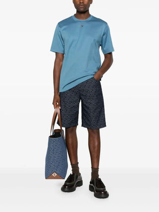 Fendi Jacquard Denim Shorts