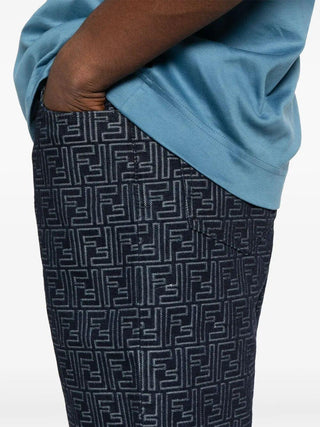 Fendi Jacquard Denim Shorts