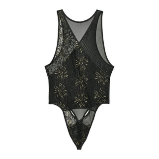Pure Seduction | Thong Body Suit | Black + Gold
