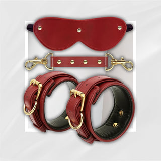 RedRoom PU Leather Adjustable BDSM Cuffs Set