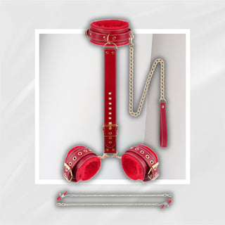 CrimsonChain Red BDSM Collar Restraint Kit