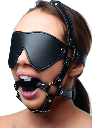 BlackoutBound BDSM Blindfold & Ball Gag Mask