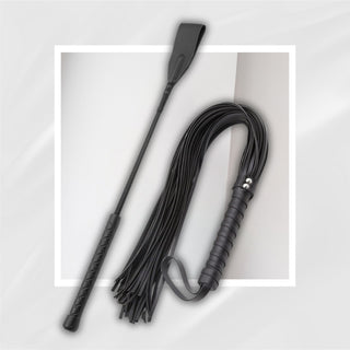 TwoTongues BDSM Starter Kit with 18 Inch Whip and 27 Inch Flogger