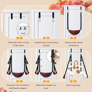 CrimsonBound Red PU Leather Adjustable Door BDSM Sex Swing