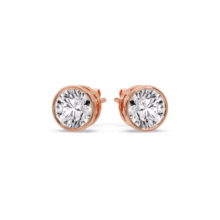 Round Cut Stud Bezel Set Earring