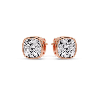 Bezel Set Cushion Diamond Stud Earrings