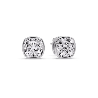 Bezel Set Cushion Diamond Stud Earrings