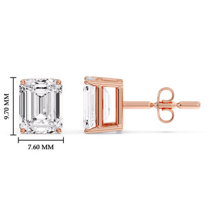 Emerald Cut Diamond Stud Earrings