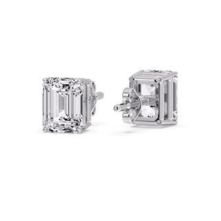 Emerald Cut Diamond Stud Earrings