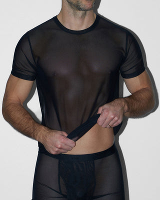 Sheer Crew Neck T-Shirt Black
