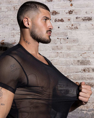 Sheer Crew Neck T-Shirt Black