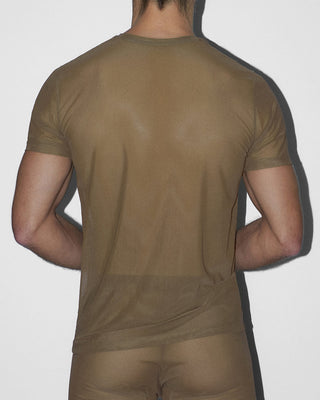 Sheer Crew Neck T-Shirt Dark Nude