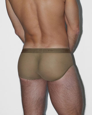 Sheer Fly Front Brief Dark Nude