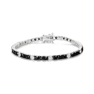 .925 Sterling Silver 3.0 Cttw Black and White Diamond Tennis Bracelet (I-J Color, I2-I3 Clarity) - 7.25" Inches