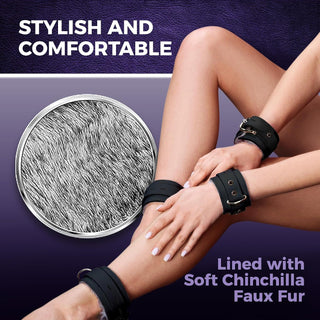 SableChain Premium BDSM Fur-Lined Leather Cuffs Set