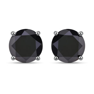 4.25 Carat Genuine Black Diamond 14K White Gold Earrings