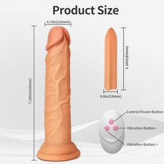 PulsePlay Vibrating Strap-On Dildo | 7.28", Remote, 10 Modes