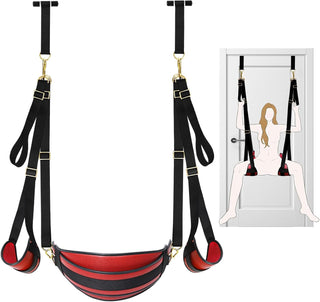 CrimsonBound Red PU Leather Adjustable Door BDSM Sex Swing