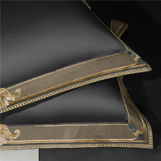 Anahi Embroidered Motif Border Egyptian Cotton Bedding Set | 3CARATS