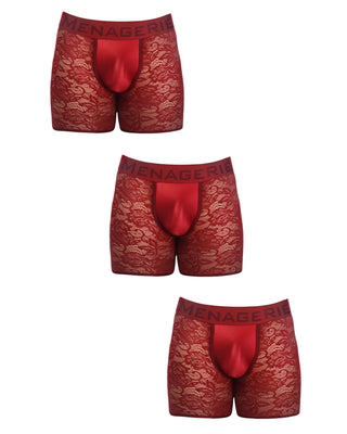 BOXER BRIEF | 3 Piece Set | MultiPack | RED - MENAGERIE Intimates MENS Lingerie