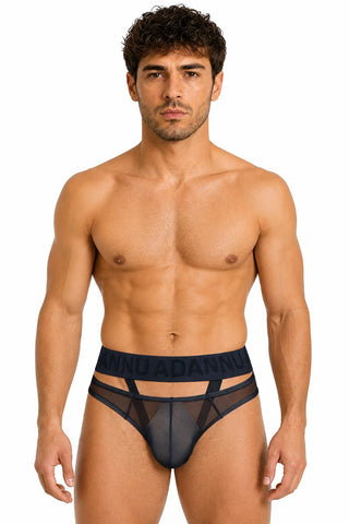 Men’s Sexy Sheer Thong with Ring & Strap Design