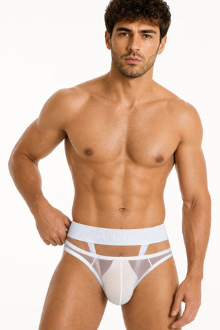 Men’s Sexy Sheer Thong with Ring & Strap Design