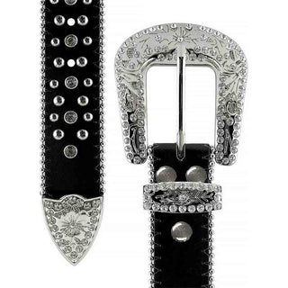 Black Cross Stones With Studs And White Stones Studded Rhinestones Belts
