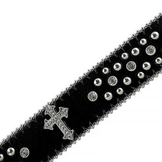 Black Cross Stones With Studs And White Stones Studded Rhinestones Belts