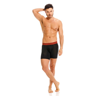 MIDRISE BOXER in BLACK+TERECOTA BAND - MENAGERIE Intimates MENS Lingerie