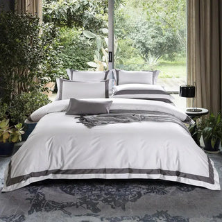 Degella Luxury Stripe Egyptian Cotton White Bedding Set | 3CARATS