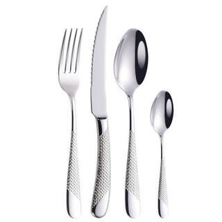 Diagonal Textured Stainless Steel Cutlery Set | 3CARATS